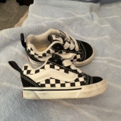VANS Toddler Checkerboard Sneaker Tennis Shoe Black White Size 6 Canvas Low Top