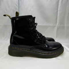 Dr. Martens Boots Black Youth Size 13 Lace Up and Side Zippers Patent Leather