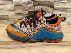 Nike LeBron XII 12 Low GS Orange White Blue Lagoon Women 8.5 7Y 744547-100