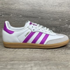 Adidas Samba OG White Purple Casual Shoes Sneakers Youth Girls Size 7 IH2873