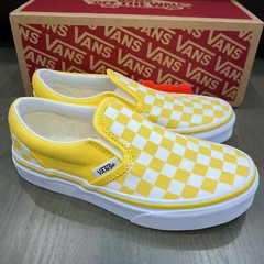 Vans Classic Slip-On Checkerboard Sneakers Aspen Gold Yellow Kids Size 13.5 K