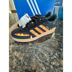 Adidas Minecraft Samba Fire Black Orange Yellow Pixel Sneakers Kids GZ2005 Sz 3