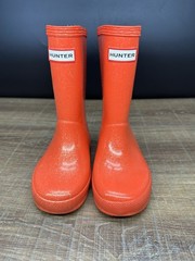 Hunter Children’s Classic Rain Boots, Orange/Red Glitter, Kids 10 US