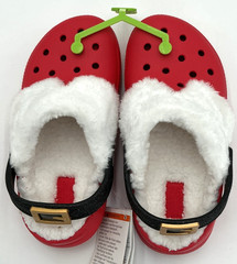Crocs Santa Lined Kids Festive Red Clogs NWOB