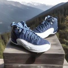 AIR JORDAN 12 RETRO SE INDIGO OBSIDIAN-BLUE/STONE LEGEND/BLUE WHITE GS SIZE 7Y
