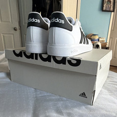 adidas Grand Court 2.0 K Low Top Lace-Up Sneakers White/Black Unisex US 5