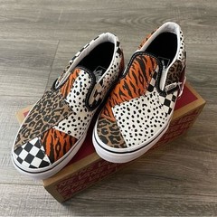 NIB Vans Dalmatian Animal Mix Leopard Check Slip On Skate Shoe Sz 3 Little kid