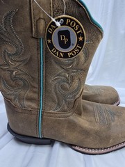 Dan Post Brown Turquoise Western Embroidered Leather Boots Unisex .