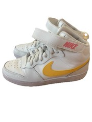 Nike Kids High Top Sneakers White Yellow Pink Logo Lace Up Hook & Loop 6