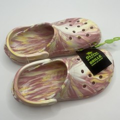 Crocs Kids J5 Classic Glow In The Dark Marbled Clogs Pink Yellow White Tie Dyed