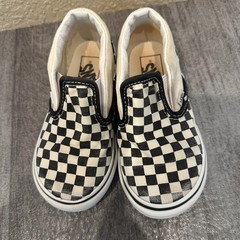 Vans Classic Slip-On Checkerboard Black White Canvas Skate Shoes Kids 8.0