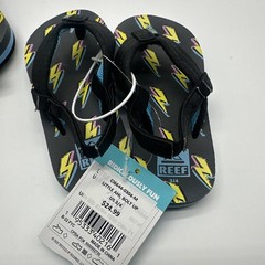 REEF Sandals Flip Flops Elastic Back Boys/Kids Lightning Bolt Flops