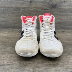 ASICS Matflex Wrestling Shoes Kids Size 2 White Black Red High Top 1084A011