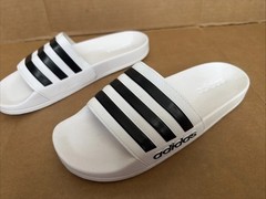 adidas Adilette Shower HP7606 Slide Sandals Kids Size 6 Wo’s 8 White/Blk Slip On