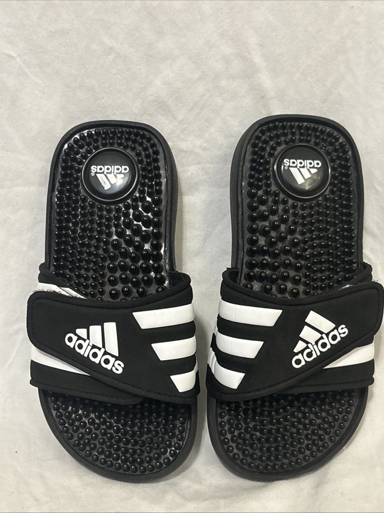 Adidas Adilette Slide Hook & Loop Sandals Shoes Kids Size 13 Dimple Sole