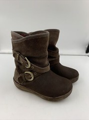 Crocs Boots Youth 11 Berryessa Winter Mid Calf Buckle Strap 12336 Brown Leather