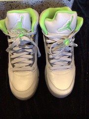 Nike Air Jordan 5 Retro Green Bean Silver Grey Neon Green Youth 6Y