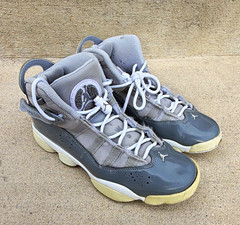Jordan 6 Rings Gray/White High Top Basketball Sneakers Youth 6.5Y 323419-015
