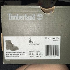 Timberland Premium 6″ Waterproof Boot Nubuck Black Kids 2 TB 012707 001