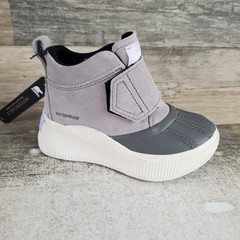 SOREL Out N About IV Strap Kids Duck Boots Sz 10 Dove Quarry Mid Top Hook & Loop
