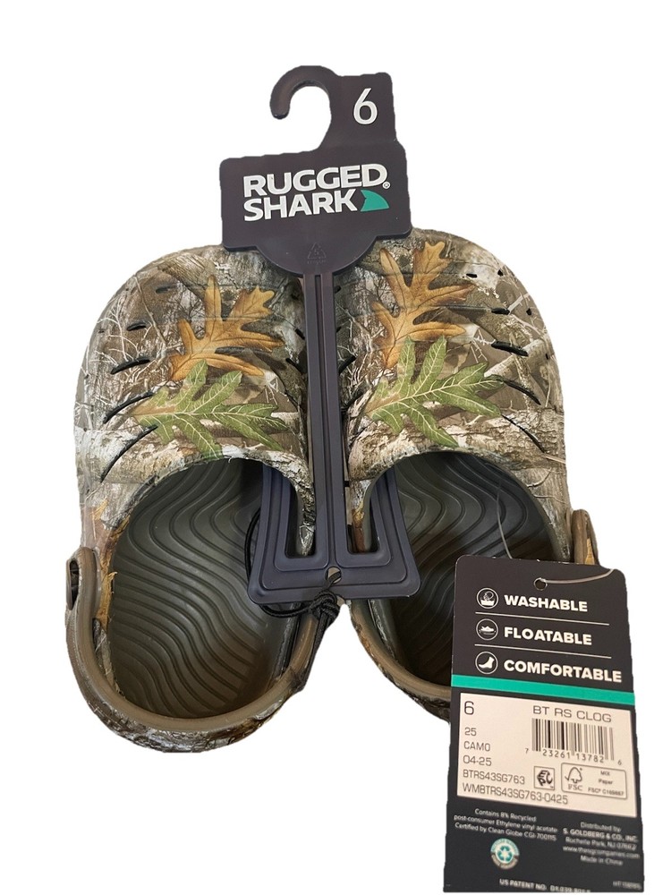 Rugged Shark Camouflage Clog/Sandals SLIP ON Toddler SIZE 6 NWT Lightweight