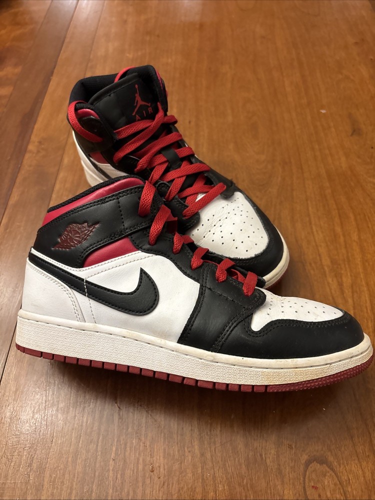 NIKE Air Jordan 1 Mid Big Kids‘ White/Black/Gym Red DQ8423-106 SIZE 6Y-7.5W UEC