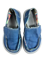 Sanuk Vagabond Sidewalk Surfer Navy Slip on Shoes Youth Size 10 Frayed Baja