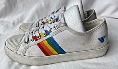 Gola Classics Coaster Rainbow White Canvas Sneakers Vegan Boho Size 5