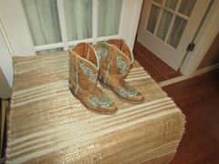Vaccari Pointed Toe Western Boots Brown Turquoise Inlay Kids sz 12.5 Mex 19.5