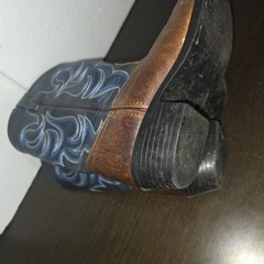 Cody James Blue/Brown Leather Pull On Western Unisex Youth Boots 4