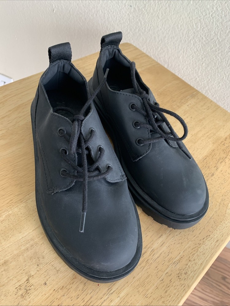 Zara Chunky Rubberized Derby Lace Up Kids Black Shoes Size 34
