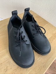 Zara Chunky Rubberized Derby Lace Up Kids Black Shoes Size 34