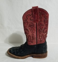 Anderson Bean Square Toe Cowboy Boots Youth Kids Size 9 Red/Black 420 1071