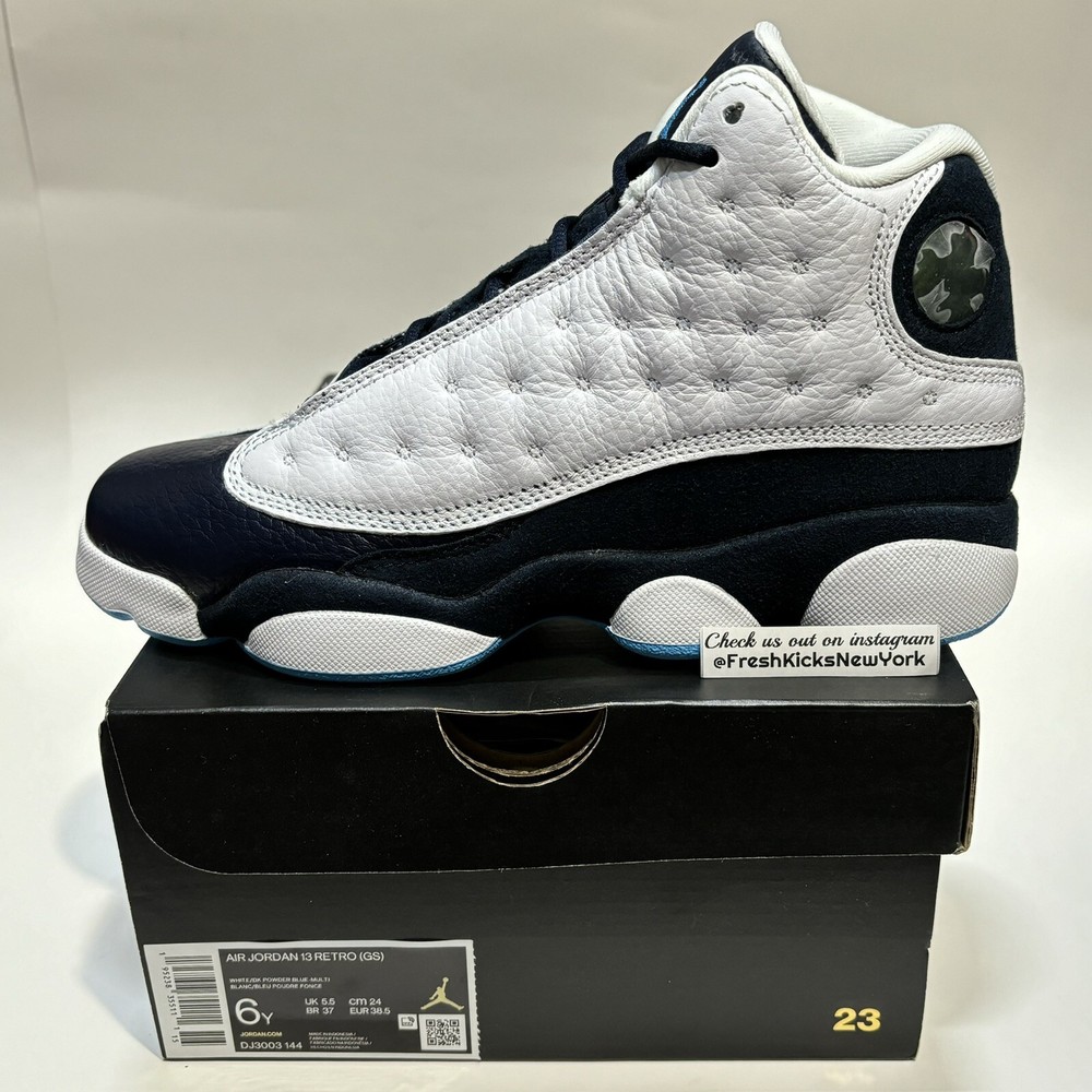 Jordan 13 White Obsidian Powder Blue Big Kids Size 6Y Youth (EUR38.5) DJ3003-144