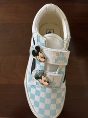 VANS Old Skool V Disney Mickey Mouse Blue Hook & Loop Kids Sneaker US 13