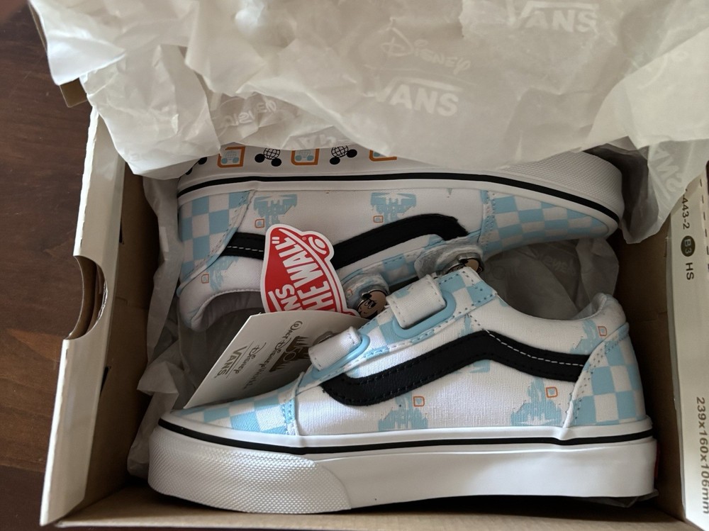 VANS Old Skool V Disney Mickey Mouse Blue Hook & Loop Kids Sneaker US 13