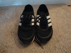Adidas Ortholite Black Mesh Fabric Boys Junior Sneakers Shoes Sz 3 1/2