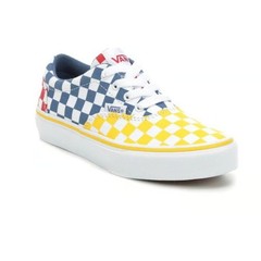 Youth Vans Doheny Checkerboard Red Blue Yellow Canvas Lace Sneakers NEW size 4.5