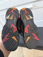 Air Jordan 7 Retro BG Size 3.5Y Black Citrus Varsity Red