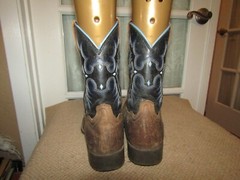 Ariat Brown & Blue Leather Square Toe Cowboy Boots Youth Size 4 Style 10012794