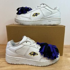 Reebok x NFL Baltimore Ravens White Purple Vintage Shoes Sneakers Youth Size 3.5