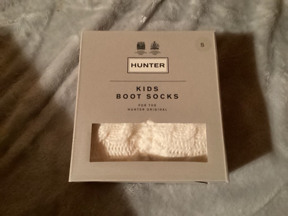 hunter kids boot socks hunter white stich cable small 8-10 kids