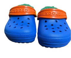 New Classic Lined Crocs Toddler Size C5 Blue Bolt/Green/Orange 207009