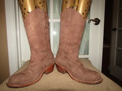 Mexico Brown Suede Leather Cowboy Cowgirl Western Boots Youth size 2.5