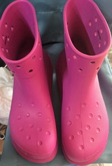 Crocs Iconic Crocs Comfort Pink Rain Boots Unisex Kids Waterproof Rubber US 12