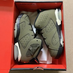 Size 10c PS – Jordan 6 Retro x Travis Scott Mid Olive Green Glow British Khaki G