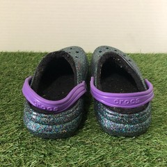 Crocs Classic Lined Clogs Black Purple Sparkles Size J5 JUNIOR