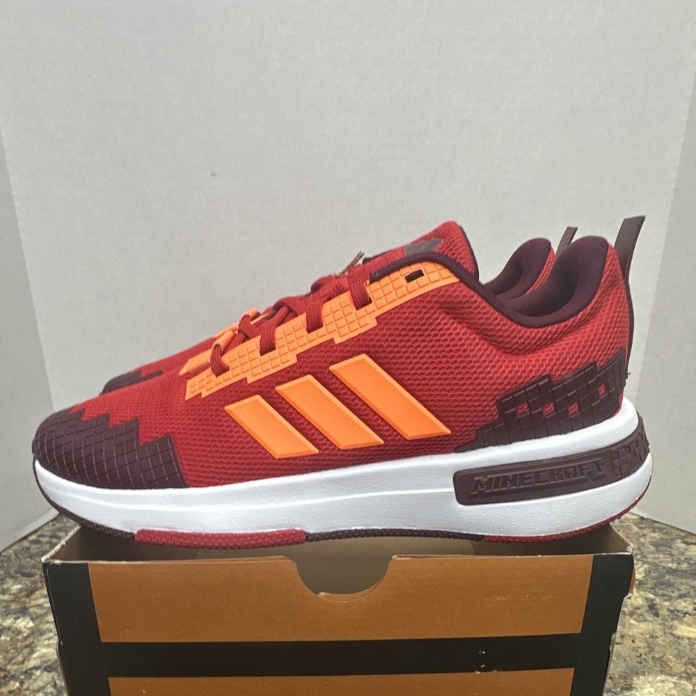 adidas Minecraft Pro J JR1968 Red/Orange Low Top Kids Sneaker Size 6.5 US
