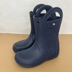 CROCS Handle It Rain Boots Child KIds Sz J3 Navy Blue Rubber Pull On Waterproof