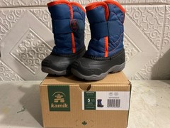 Kamik Snowbug Toddler Snow Boots Black Blue Faux Fur Lined Waterproof Size 5
